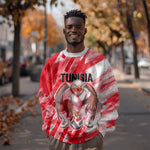 Personalized Tunisia Football Sweatshirt Tunisian Flag Carthage Eagles Mascot Grunge Style