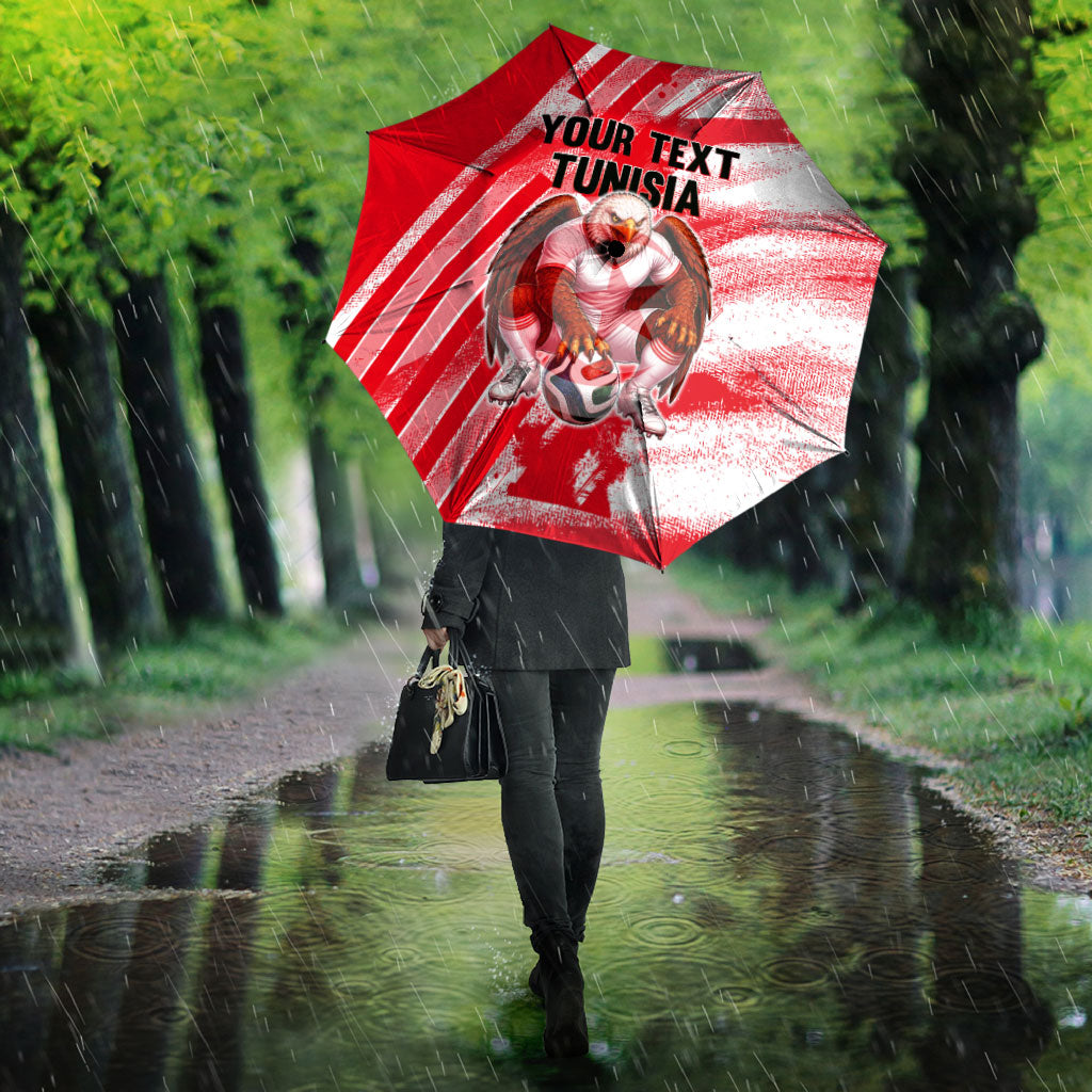 Personalized Tunisia Football Umbrella Tunisian Flag Carthage Eagles Mascot Grunge Style