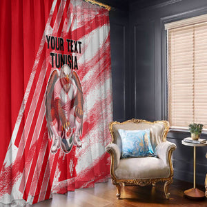 Personalized Tunisia Football Window Curtain Tunisian Flag Carthage Eagles Mascot Grunge Style