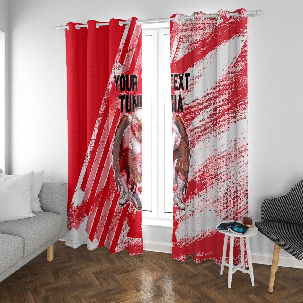 Personalized Tunisia Football Window Curtain Tunisian Flag Carthage Eagles Mascot Grunge Style