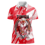 Personalized Tunisia Football Women Polo Shirt Tunisian Flag Carthage Eagles Mascot Grunge Style