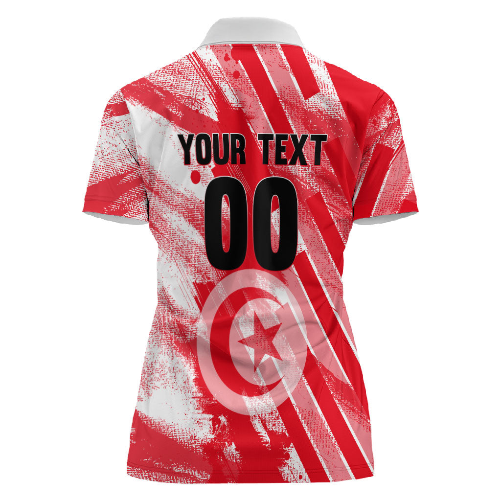 Personalized Tunisia Football Women Polo Shirt Tunisian Flag Carthage Eagles Mascot Grunge Style
