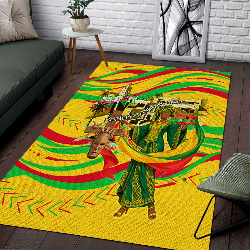 Mali Independence Day Area Rug Traditional West African Cultural Pride Flag Colors