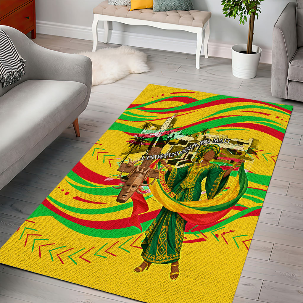Mali Independence Day Area Rug Traditional West African Cultural Pride Flag Colors