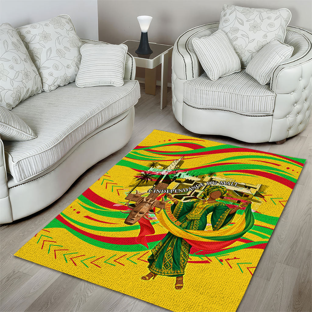 Mali Independence Day Area Rug Traditional West African Cultural Pride Flag Colors