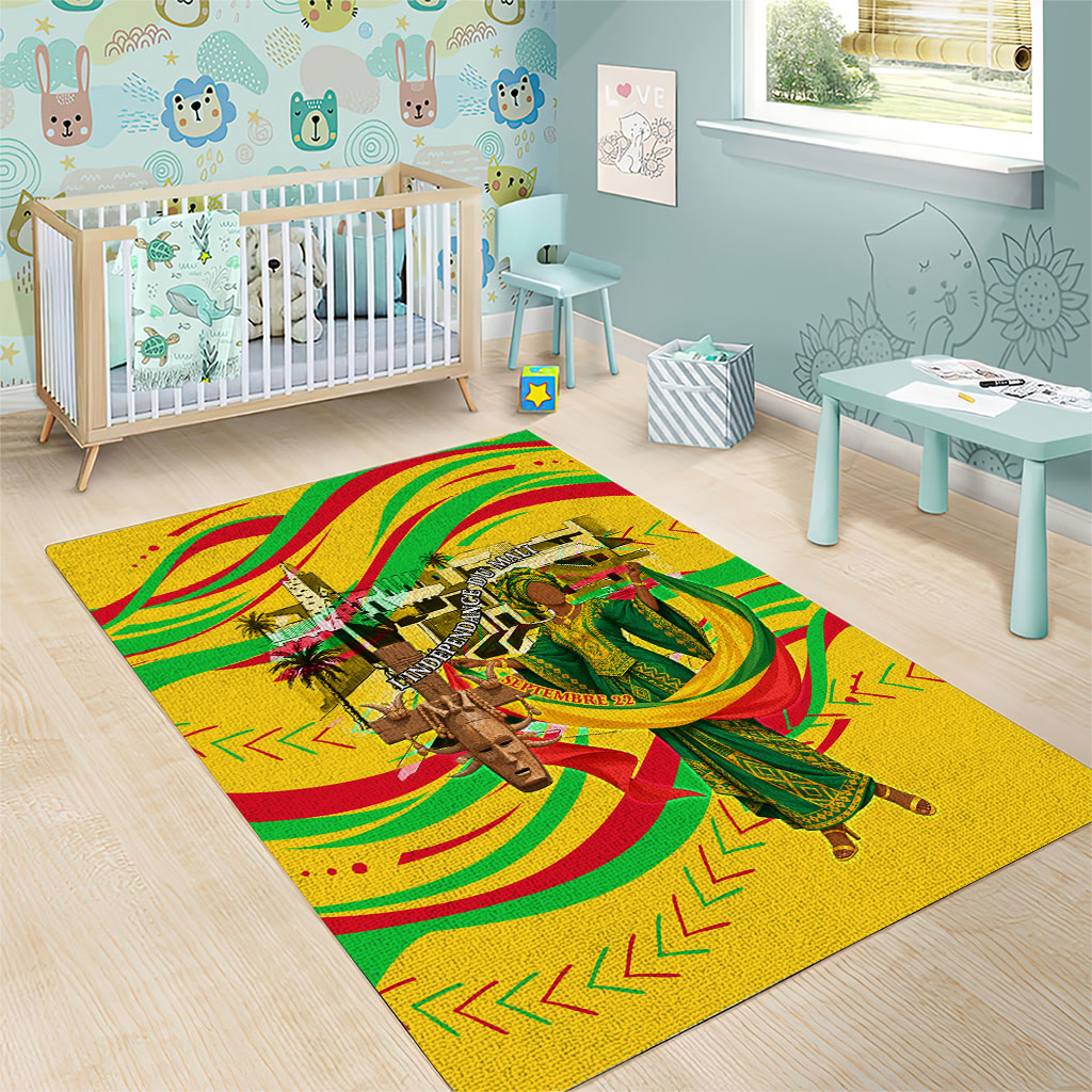 Mali Independence Day Area Rug Traditional West African Cultural Pride Flag Colors