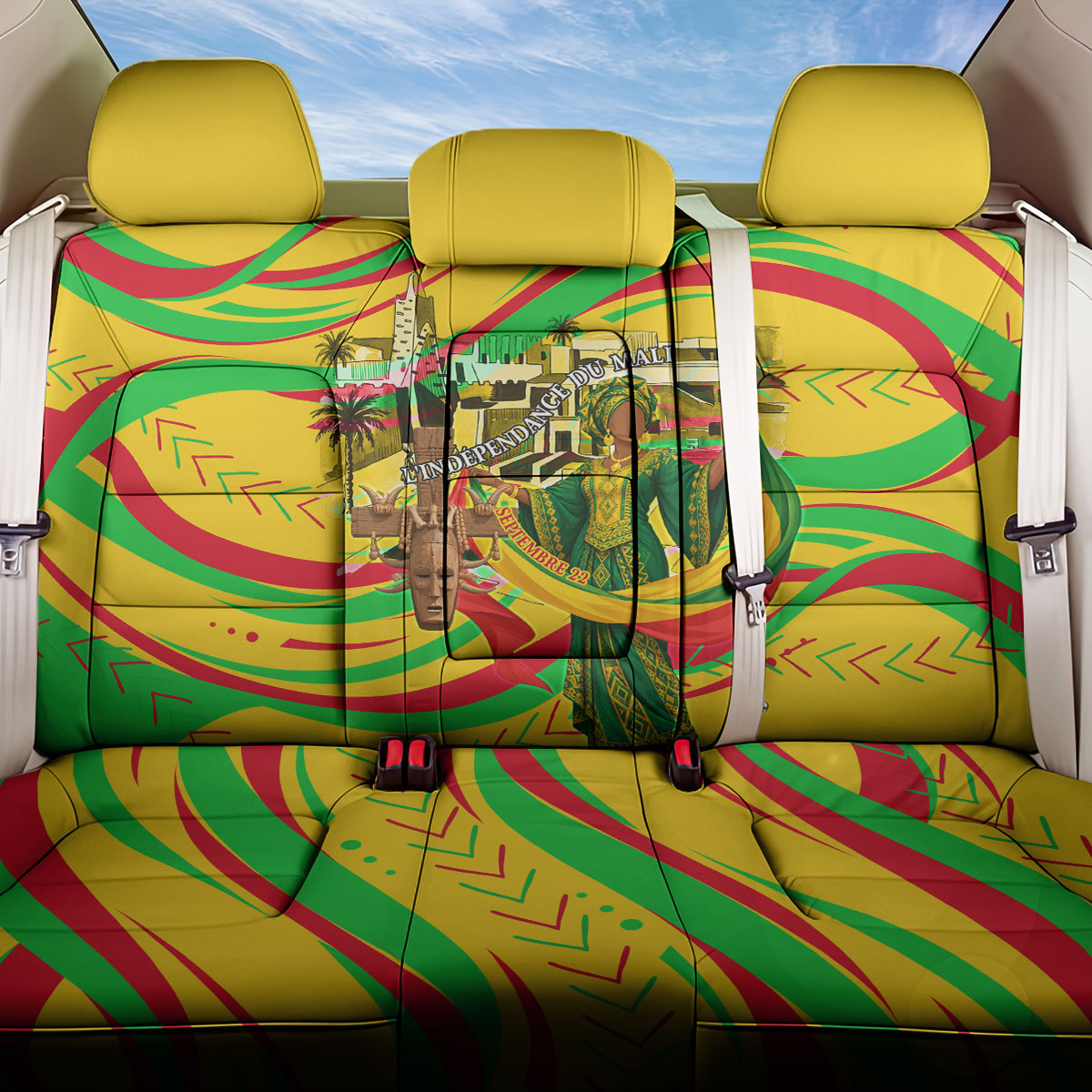 Mali Independence Day Back Car Seat Cover Traditional West African Cultural Pride Flag Colors