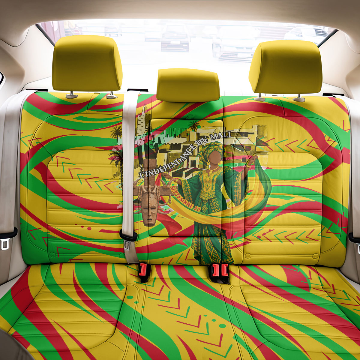 Mali Independence Day Back Car Seat Cover Traditional West African Cultural Pride Flag Colors