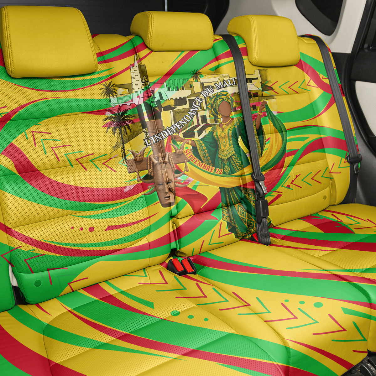 Mali Independence Day Back Car Seat Cover Traditional West African Cultural Pride Flag Colors
