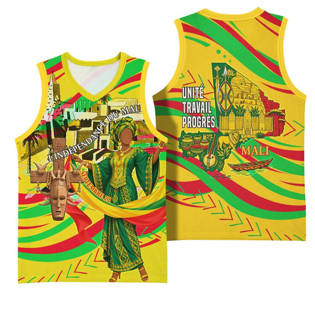 Mali Independence Day Basketball Jersey Traditional West African Cultural Pride Flag Colors