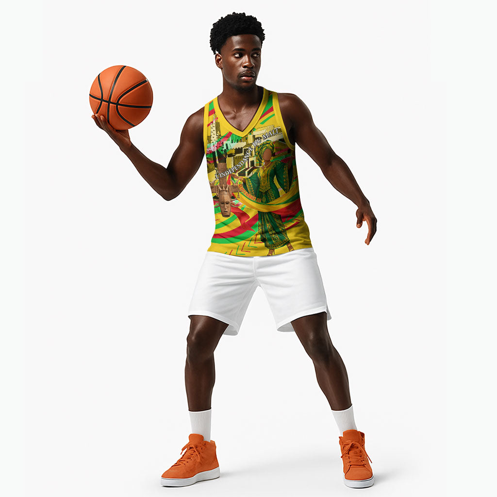 Mali Independence Day Basketball Jersey Traditional West African Cultural Pride Flag Colors