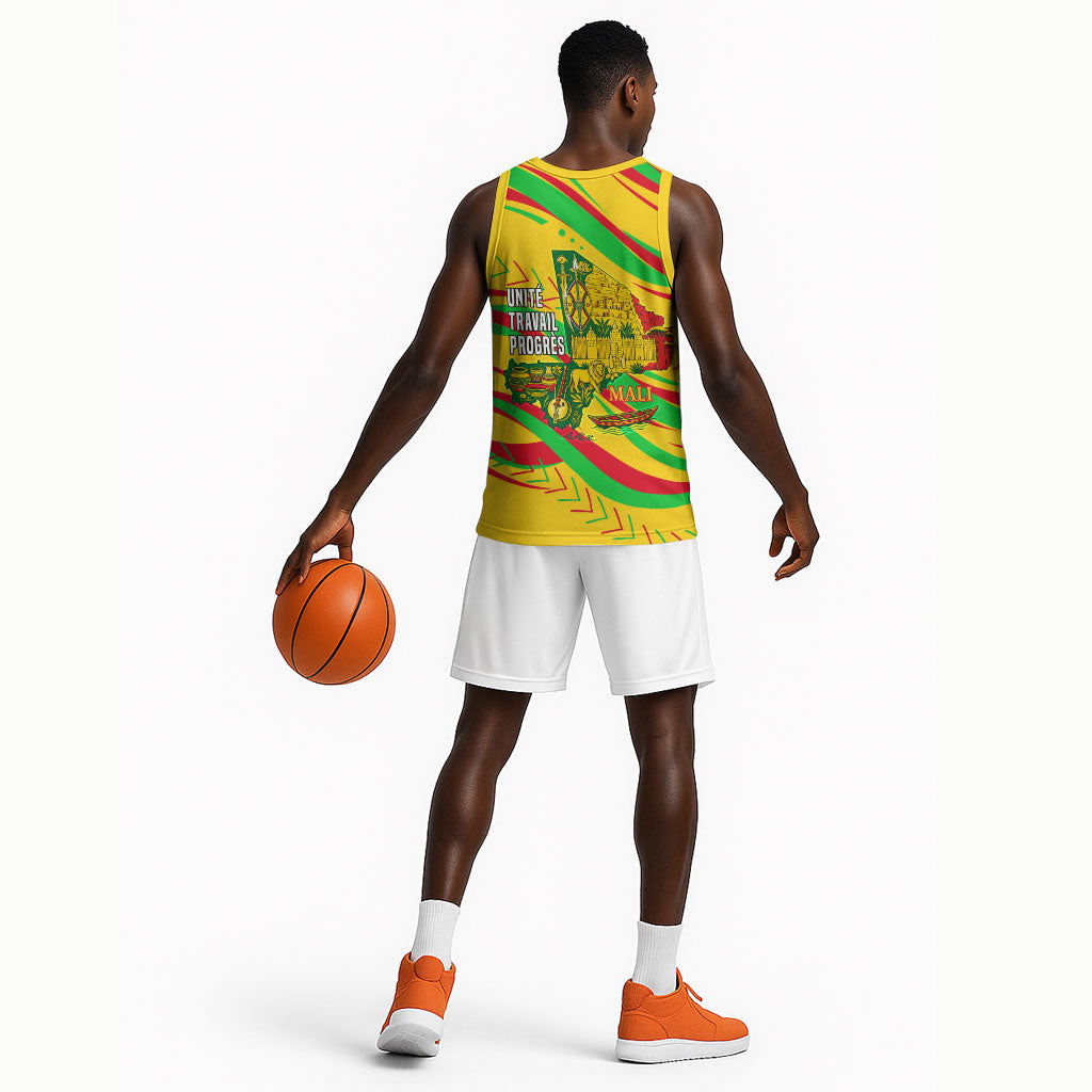 Mali Independence Day Basketball Jersey Traditional West African Cultural Pride Flag Colors
