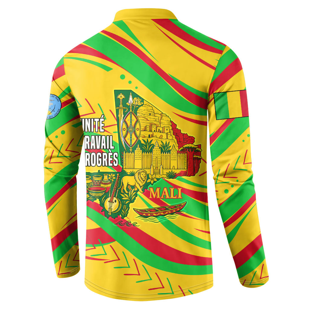 Mali Independence Day Button Sweatshirt Traditional West African Cultural Pride Flag Colors