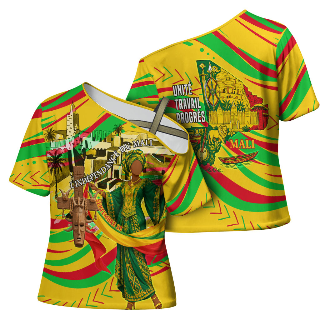 Mali Independence Day Cross Shoulder Shirt Traditional West African Cultural Pride Flag Colors