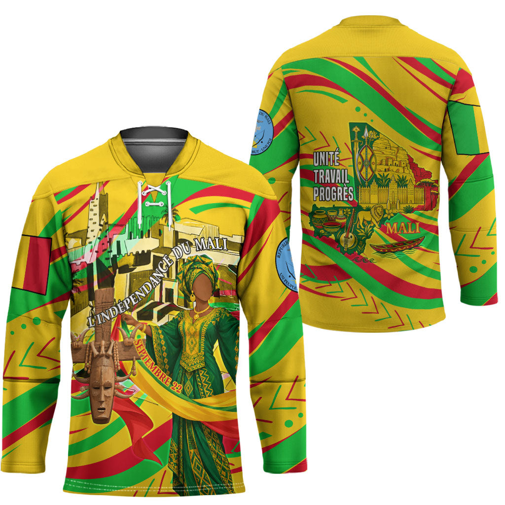 Mali Independence Day Hockey Jersey Traditional West African Cultural Pride Flag Colors