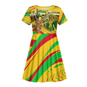Mali Independence Day Kid Short Sleeve Dress Traditional West African Cultural Pride Flag Colors