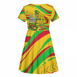 Mali Independence Day Kid Short Sleeve Dress Traditional West African Cultural Pride Flag Colors