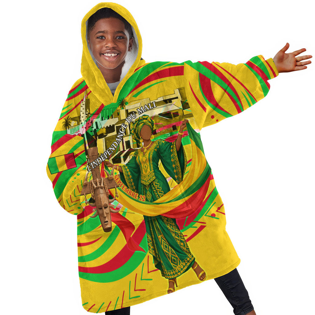 Mali Independence Day Kid Wearable Blanket Hoodie Traditional West African Cultural Pride Flag Colors