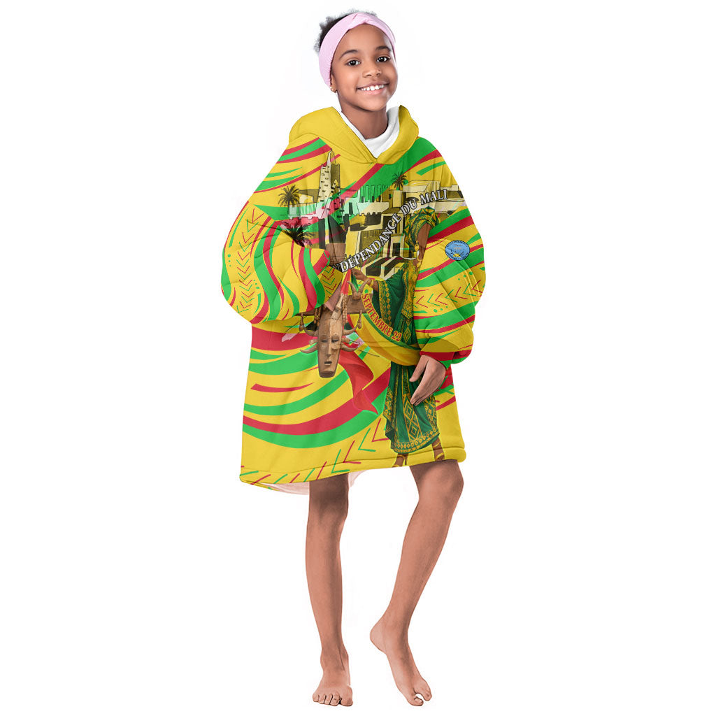 Mali Independence Day Kid Wearable Blanket Hoodie Traditional West African Cultural Pride Flag Colors