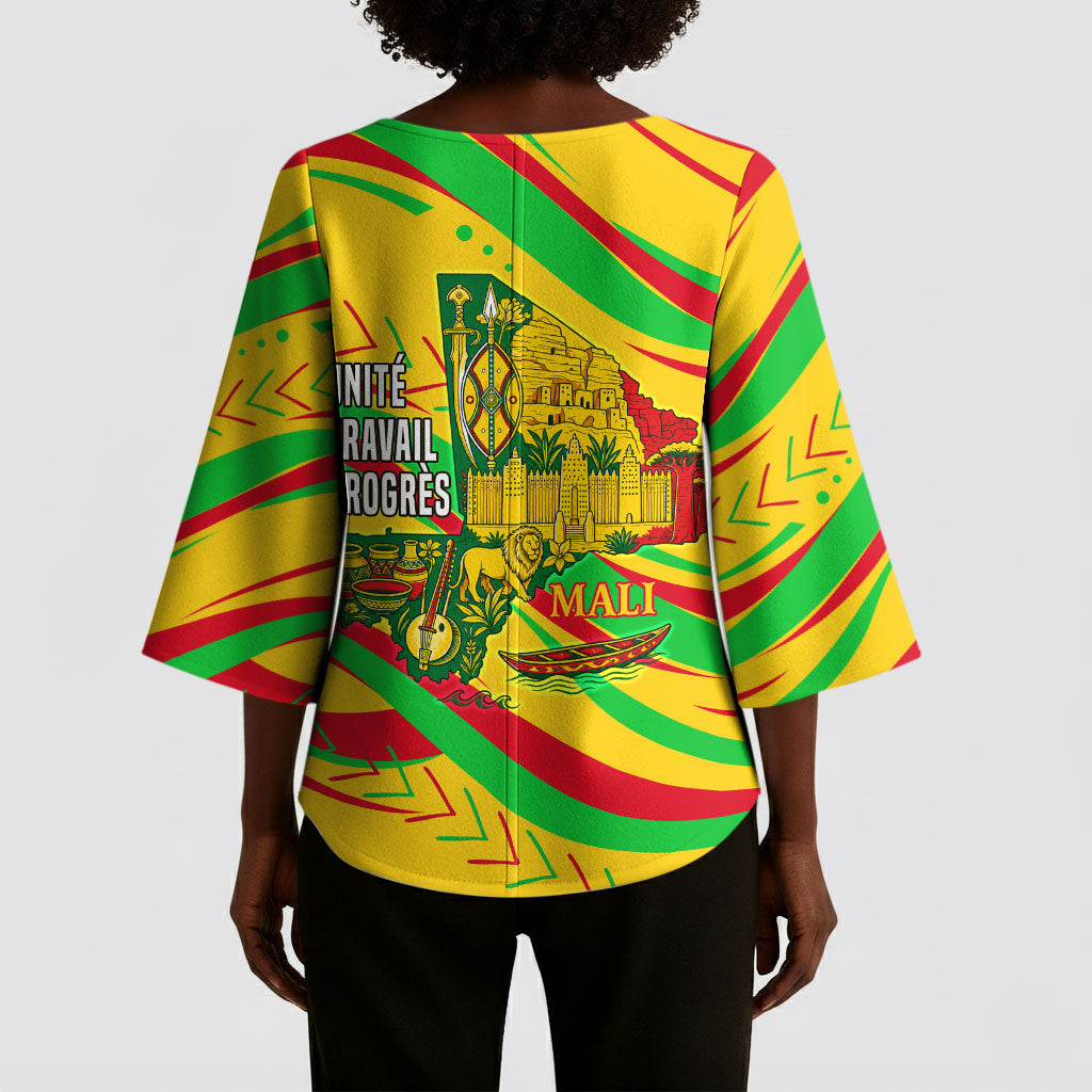 Mali Independence Day Kimono Sleeve Blouse Traditional West African Cultural Pride Flag Colors