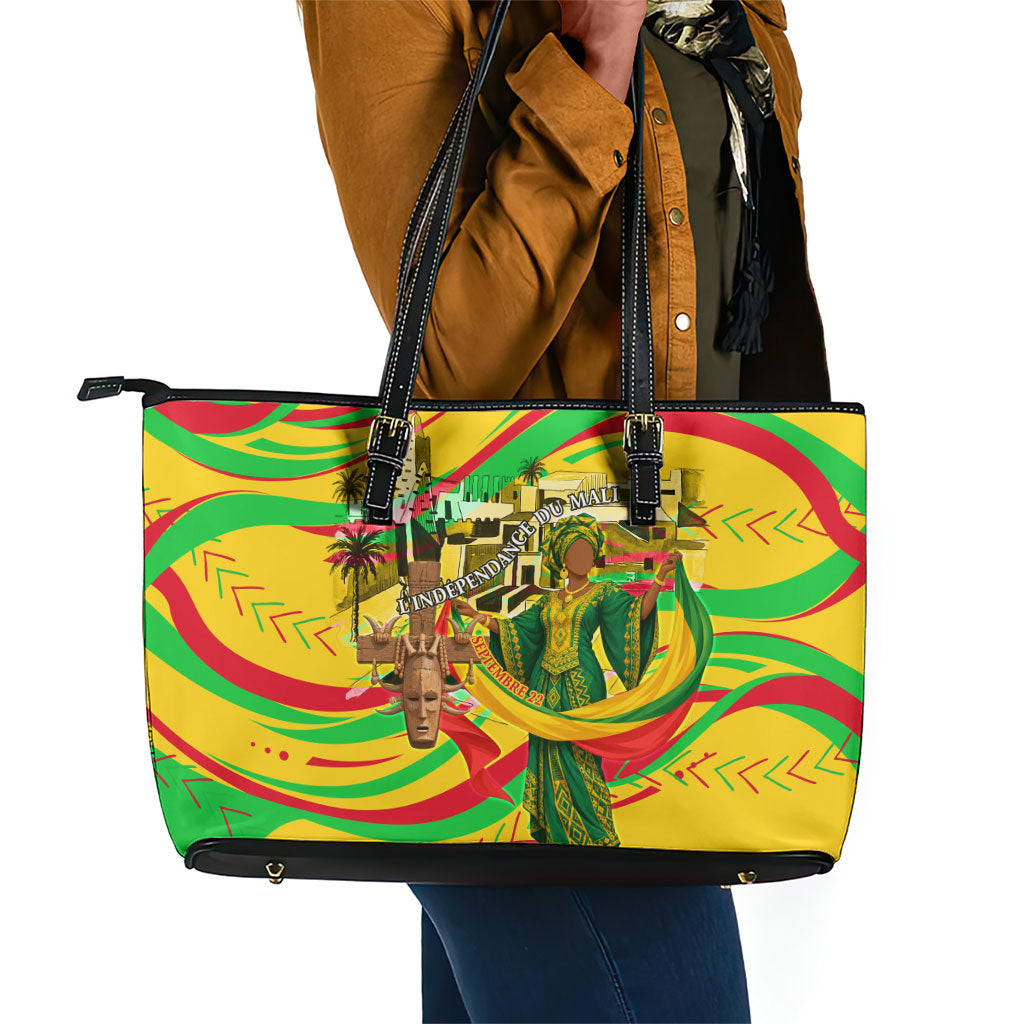 Mali Independence Day Leather Tote Bag Traditional West African Cultural Pride Flag Colors