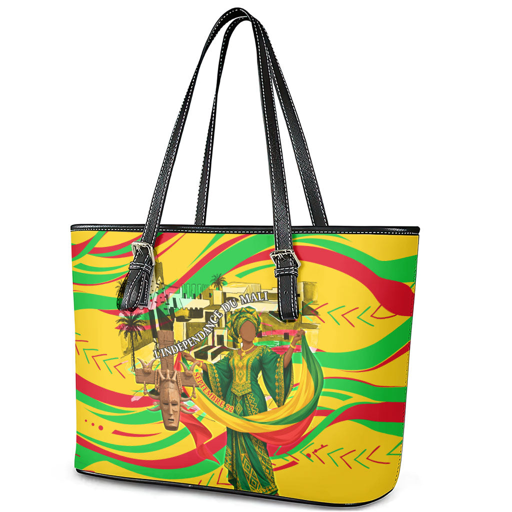 Mali Independence Day Leather Tote Bag Traditional West African Cultural Pride Flag Colors