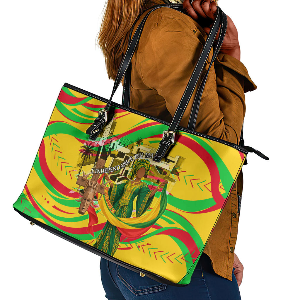 Mali Independence Day Leather Tote Bag Traditional West African Cultural Pride Flag Colors