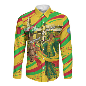 Mali Independence Day Long Sleeve Button Shirt Traditional West African Cultural Pride Flag Colors