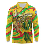 Mali Independence Day Long Sleeve Polo Shirt Traditional West African Cultural Pride Flag Colors