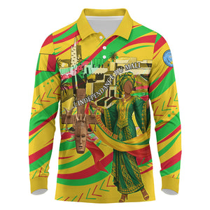Mali Independence Day Long Sleeve Polo Shirt Traditional West African Cultural Pride Flag Colors