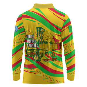Mali Independence Day Long Sleeve Polo Shirt Traditional West African Cultural Pride Flag Colors