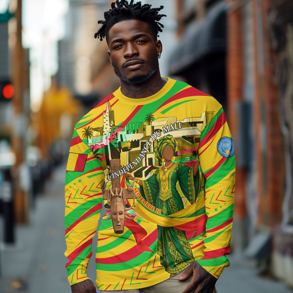 Mali Independence Day Long Sleeve Shirt Traditional West African Cultural Pride Flag Colors