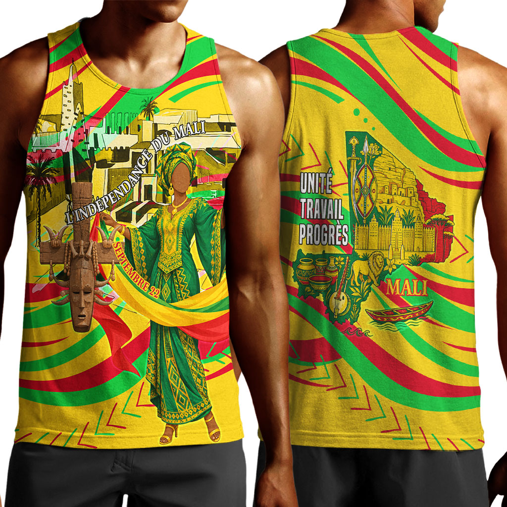 Mali Independence Day Men Tank Top Traditional West African Cultural Pride Flag Colors