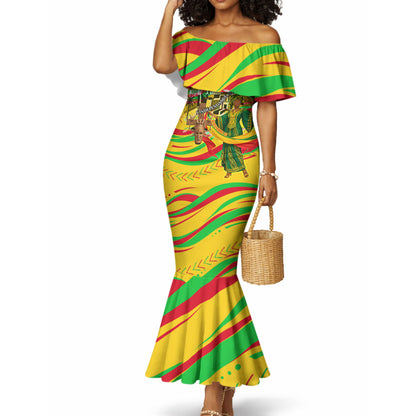 Mali Independence Day Mermaid Dress Traditional West African Cultural Pride Flag Colors