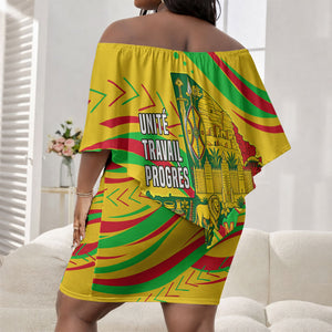 Mali Independence Day Off Shoulder Short Dress Traditional West African Cultural Pride Flag Colors