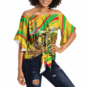 Mali Independence Day Off Shoulder Wrap Waist Top Traditional West African Cultural Pride Flag Colors