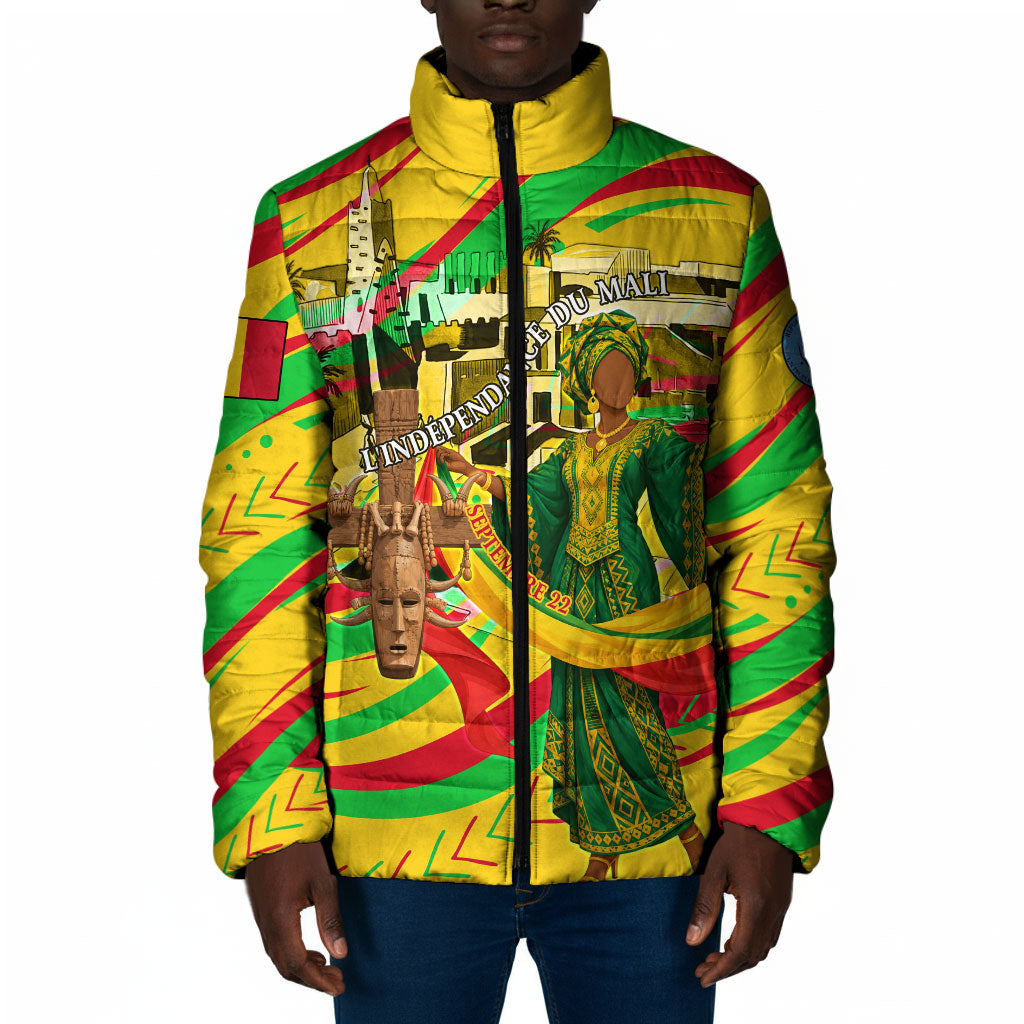 Mali Independence Day Padded Jacket Traditional West African Cultural Pride Flag Colors