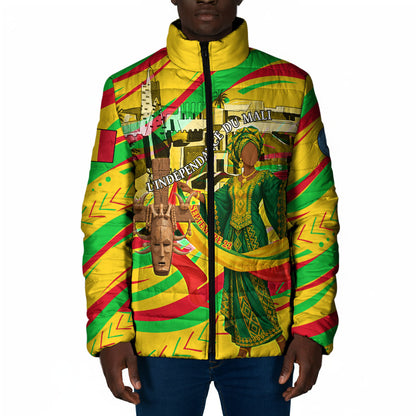 Mali Independence Day Padded Jacket Traditional West African Cultural Pride Flag Colors