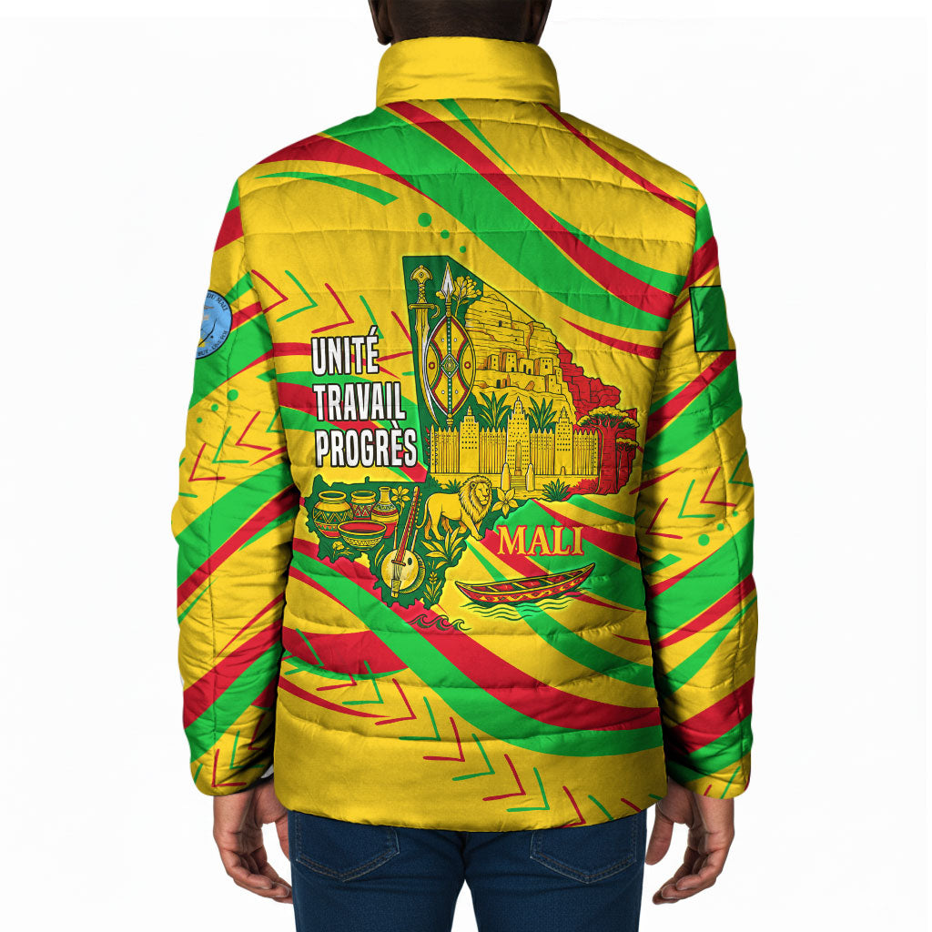 Mali Independence Day Padded Jacket Traditional West African Cultural Pride Flag Colors