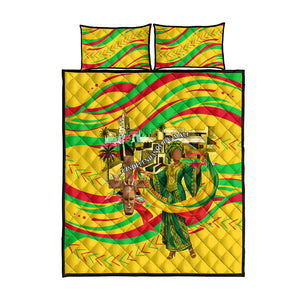 Mali Independence Day Quilt Bed Set Traditional West African Cultural Pride Flag Colors