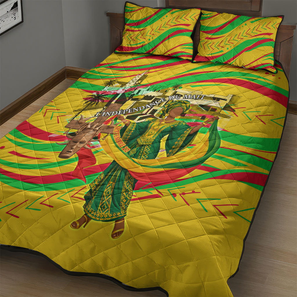 Mali Independence Day Quilt Bed Set Traditional West African Cultural Pride Flag Colors