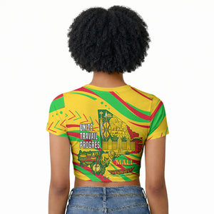 Mali Independence Day Raglan Cropped T shirt Traditional West African Cultural Pride Flag Colors