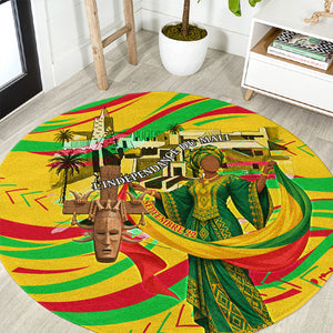 Mali Independence Day Round Carpet Traditional West African Cultural Pride Flag Colors