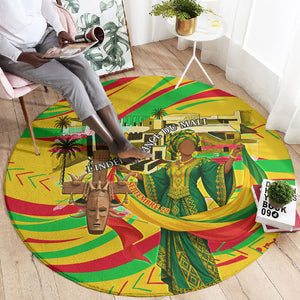 Mali Independence Day Round Carpet Traditional West African Cultural Pride Flag Colors