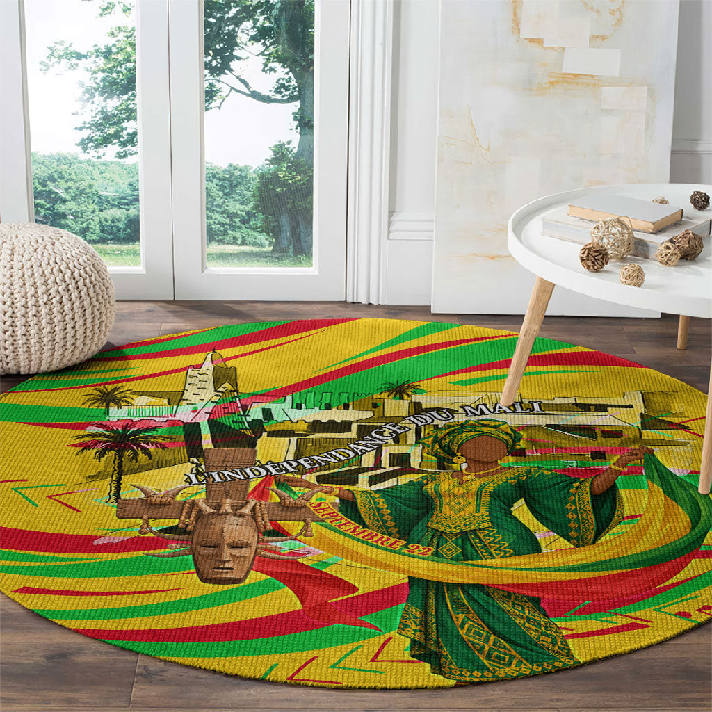 Mali Independence Day Round Carpet Traditional West African Cultural Pride Flag Colors