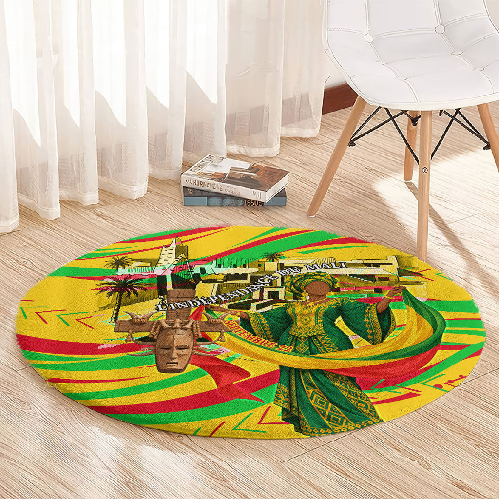 Mali Independence Day Round Carpet Traditional West African Cultural Pride Flag Colors