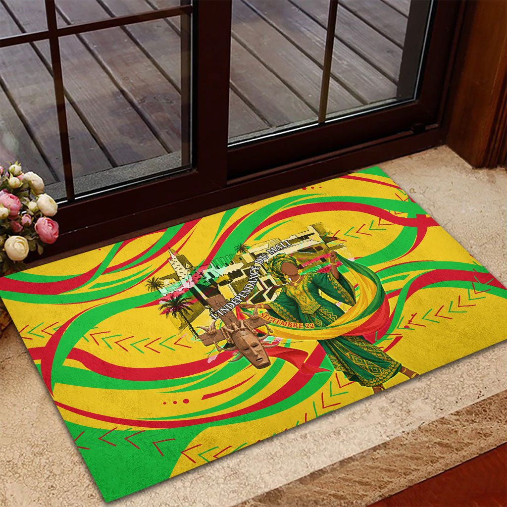 Mali Independence Day Rubber Doormat Traditional West African Cultural Pride Flag Colors