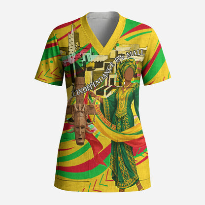Mali Independence Day Scrub Top Traditional West African Cultural Pride Flag Colors