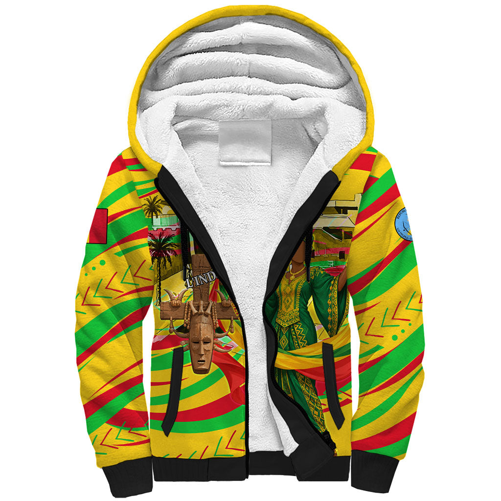 Mali Independence Day Sherpa Hoodie Traditional West African Cultural Pride Flag Colors