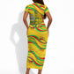Mali Independence Day Short Sleeve Bodycon Dress Traditional West African Cultural Pride Flag Colors